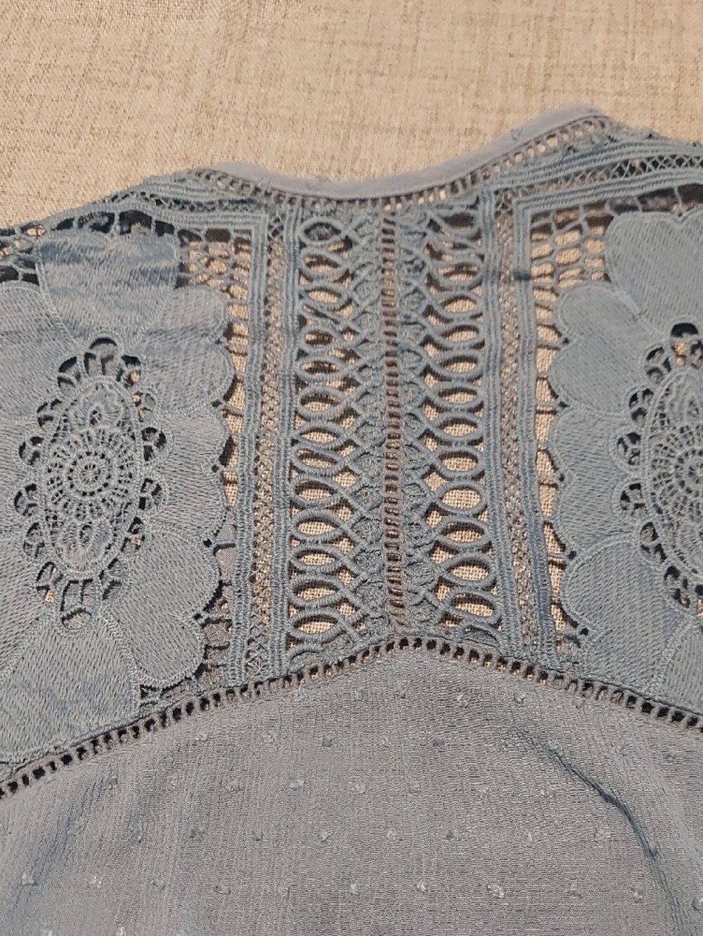 lovestitch Sky Blue Lace-Trim Tie-Front Blouse - Picture 8 of 8